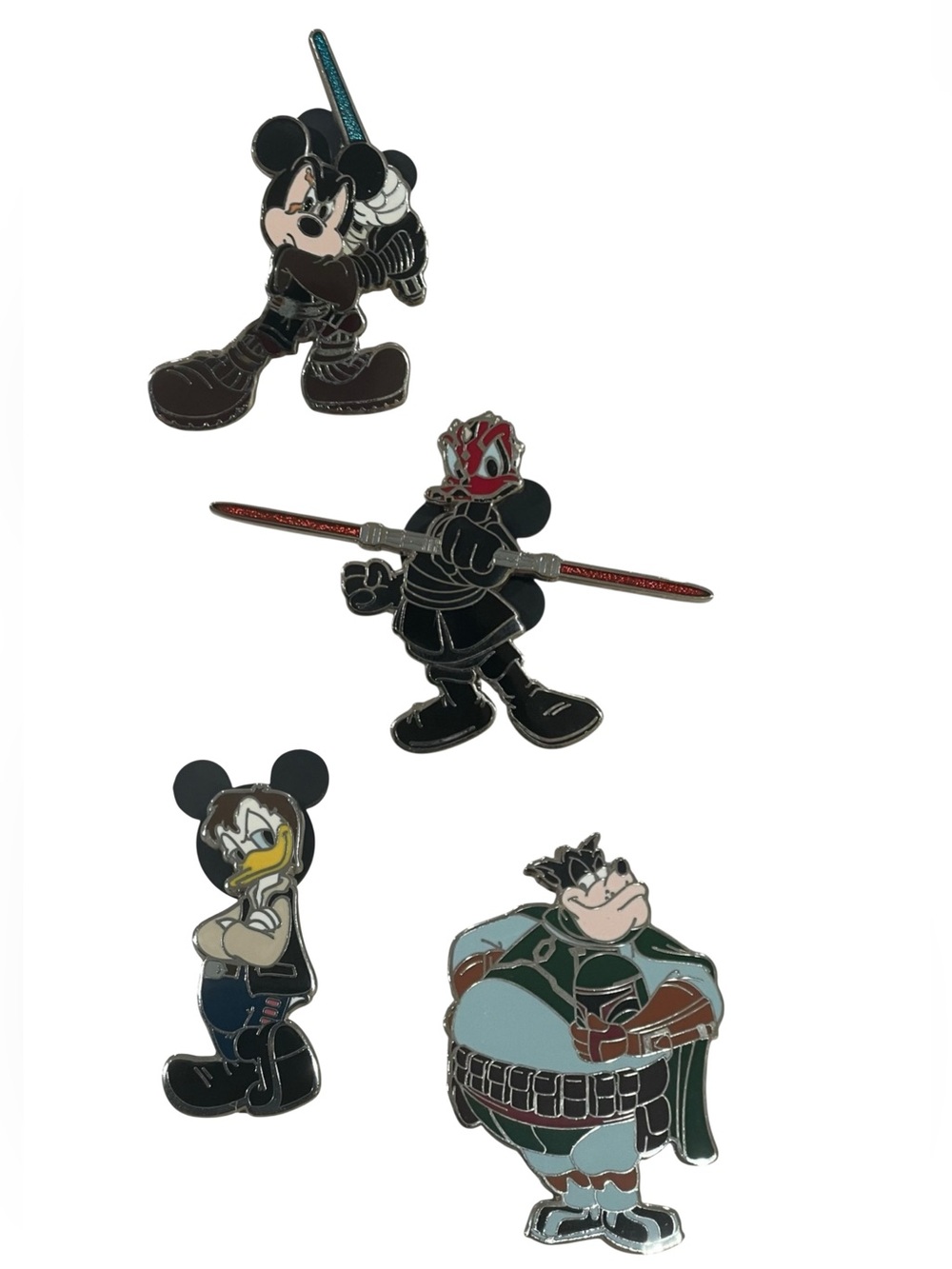 Disney Pins Set of 4 Star Wars Mickey Anakin Skywalker Donald Han Solo Maul EUC
